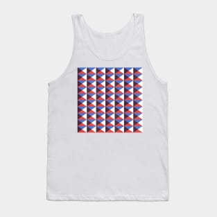 Retro Triangular Geometric Pattern - Red, Blue, White, Black Tank Top